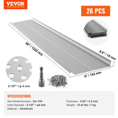 Bostome 6-inch aluminum gutter guard with 104ft leaf filter and precision mesh holes.