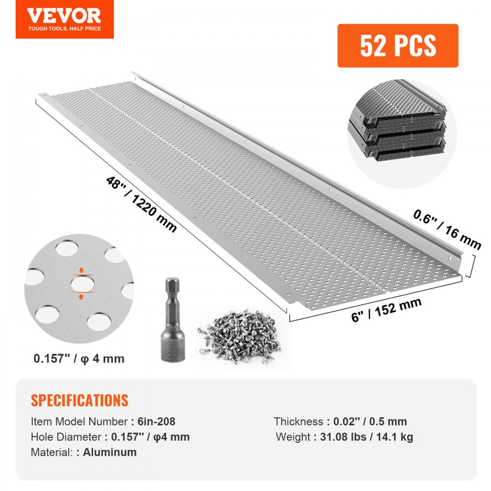 6-inch aluminum gutter guard with precision mesh to block leaves and debris while allowing water flow.