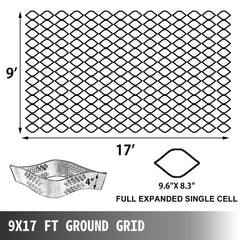 Geo Grid Ground Grid 9x17 ft, Geo Cell Grid 4 Inch Thick, Gravel Grid HDPE Material, Ground Stabilization Grid 1885 LBS Per Sq, Tensile Strength Gravel Ground Grid for Slope Driveways, Garden
