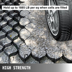 Geo Grid Ground Grid 9x17 ft, Geo Cell Grid 4 Inch Thick, Gravel Grid HDPE Material, Ground Stabilization Grid 1885 LBS Per Sq, Tensile Strength Gravel Ground Grid for Slope Driveways, Garden