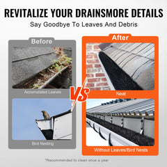 Gutter Brush, 30 Feet Total Length 4.33 inch Diameter Gutter Cleaning Tools, Ground-Level Gutter Brush Leaf Guard for 5 Inch Gutters, Easily Clear roof Leaves and Debris, 10 Pack