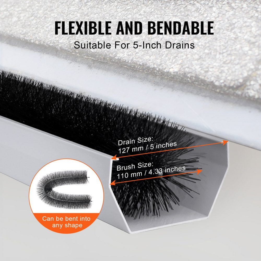Gutter Brush, 60 Feet Total Length 4.33 inch Diameter Gutter Cleaning Tools, Ground-Level Gutter Brush Leaf Guard for 5 Inch Gutters, Easily Clear roof Leaves and Debris, 20 Pack