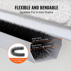 Gutter Brush, 15 Feet Total Length 4.33 inch Diameter Gutter Cleaning Tools, Ground-Level Gutter Brush Leaf Guard for 5 Inch Gutters, Easily Clear roof Leaves and Debris, 5 Pack