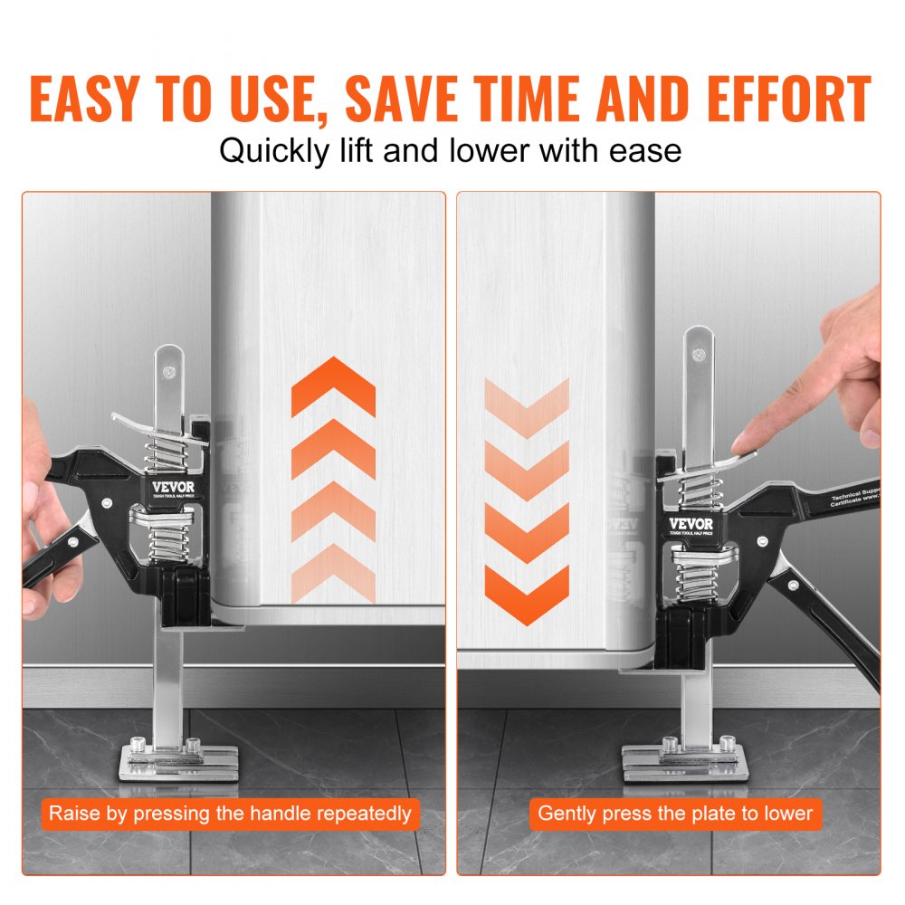 Labor Saving Arm Jack, 2 PCS Bearing Capacity 200 lbs, Lifting up to 4.7", Hand Lifting Jack Tool with Magnetic Level, Door Panel Lifting Cabinet Jack for Door, Window, Furniture, Woodworking