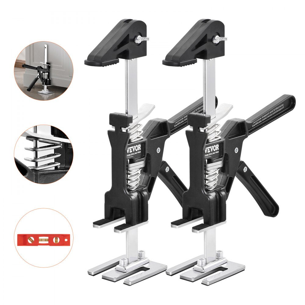 Labor Saving Arm Jack, 2 PCS Bearing Capacity 200 lbs, Lifting up to 4.7", Hand Lifting Jack Tool with Magnetic Level, Door Panel Lifting Cabinet Jack for Door, Window, Furniture, Woodworking