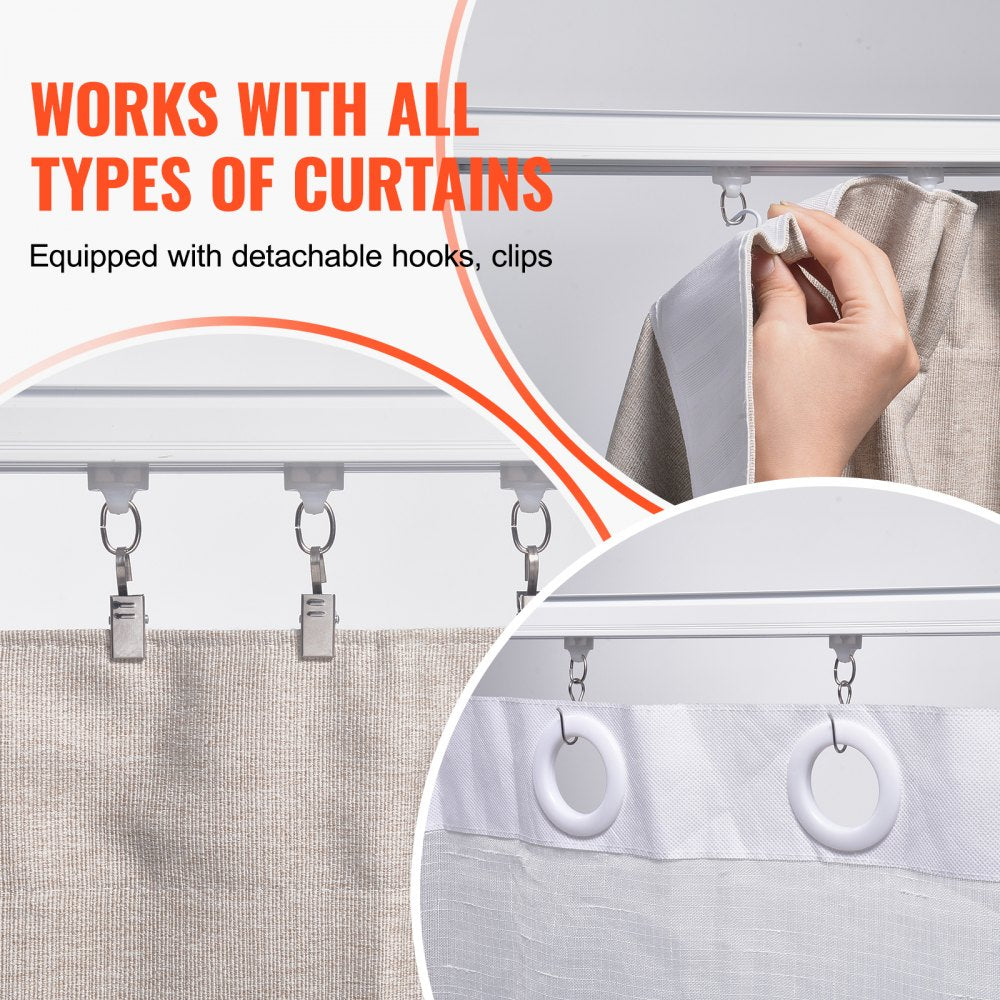 Ceiling Curtain Track Set 11.8 FT/3.6 Meter Room Divider with Hooks White