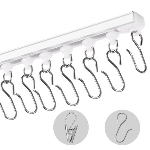 Ceiling Curtain Track Set 9.9 FT/3 Meter Self Adhesive Room Divider White