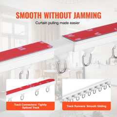 Ceiling Curtain Track Set 9.9 FT/3 Meter Self Adhesive Room Divider White