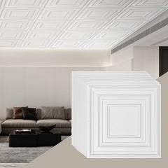 Ceiling Tiles 12-Pack 24 x 24 in PVC Easy Installation White Peg Pattern