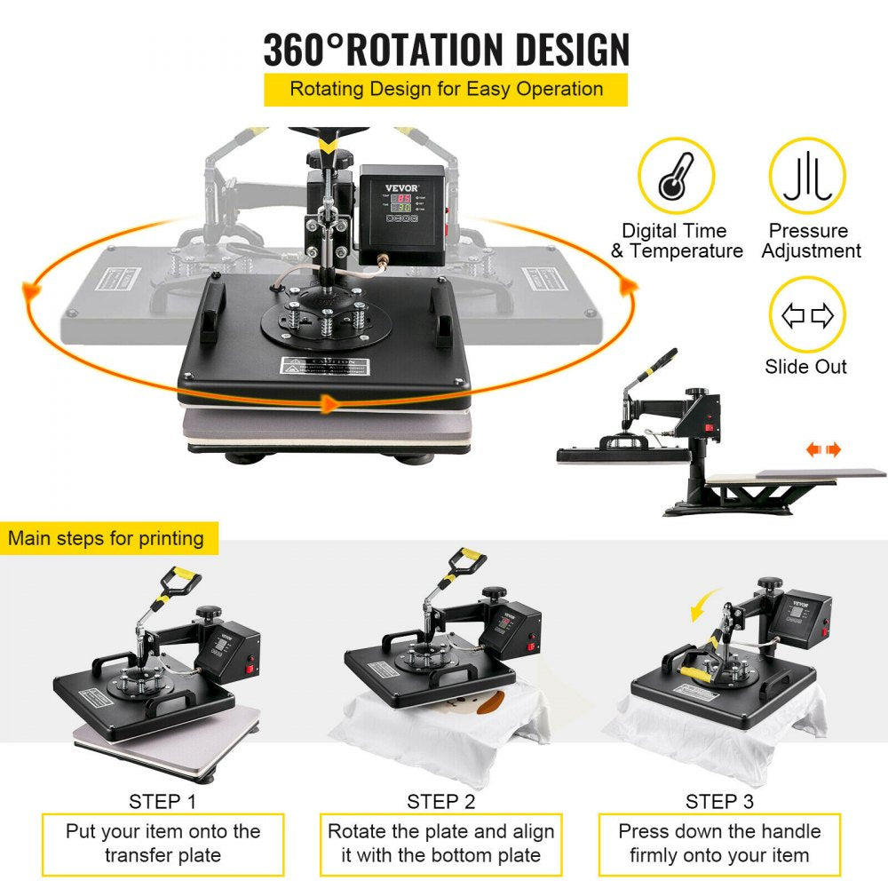 Heat Press 6 In1 Sublimation Machine 15"x15" + Vinyl Cutter 28" Plotter Cutting
