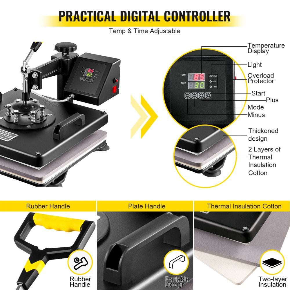 8 In 1 Heat Press 15"x15" Sublimation Machine + 53" Vinyl Cutter/plotter Cutting