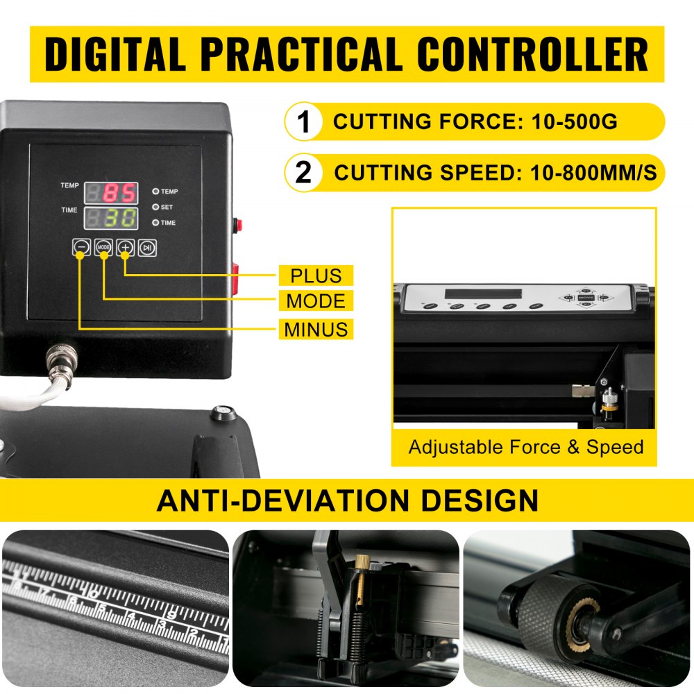 5 In1 Heat Press 15"x15" Vinyl Cutter Plotter 53" Usb Port Sticker Print Diy