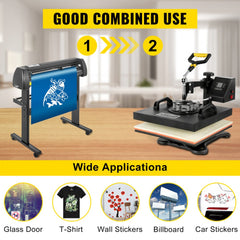 5in1 Heat Press 15"x15" 28" Vinyl Cutter Plotter T-shirt Sticker Print Usb Port