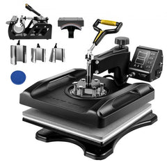 Bostome 8-in-1 heat press machine with a 15x15 inch platen for T-shirts and mugs.