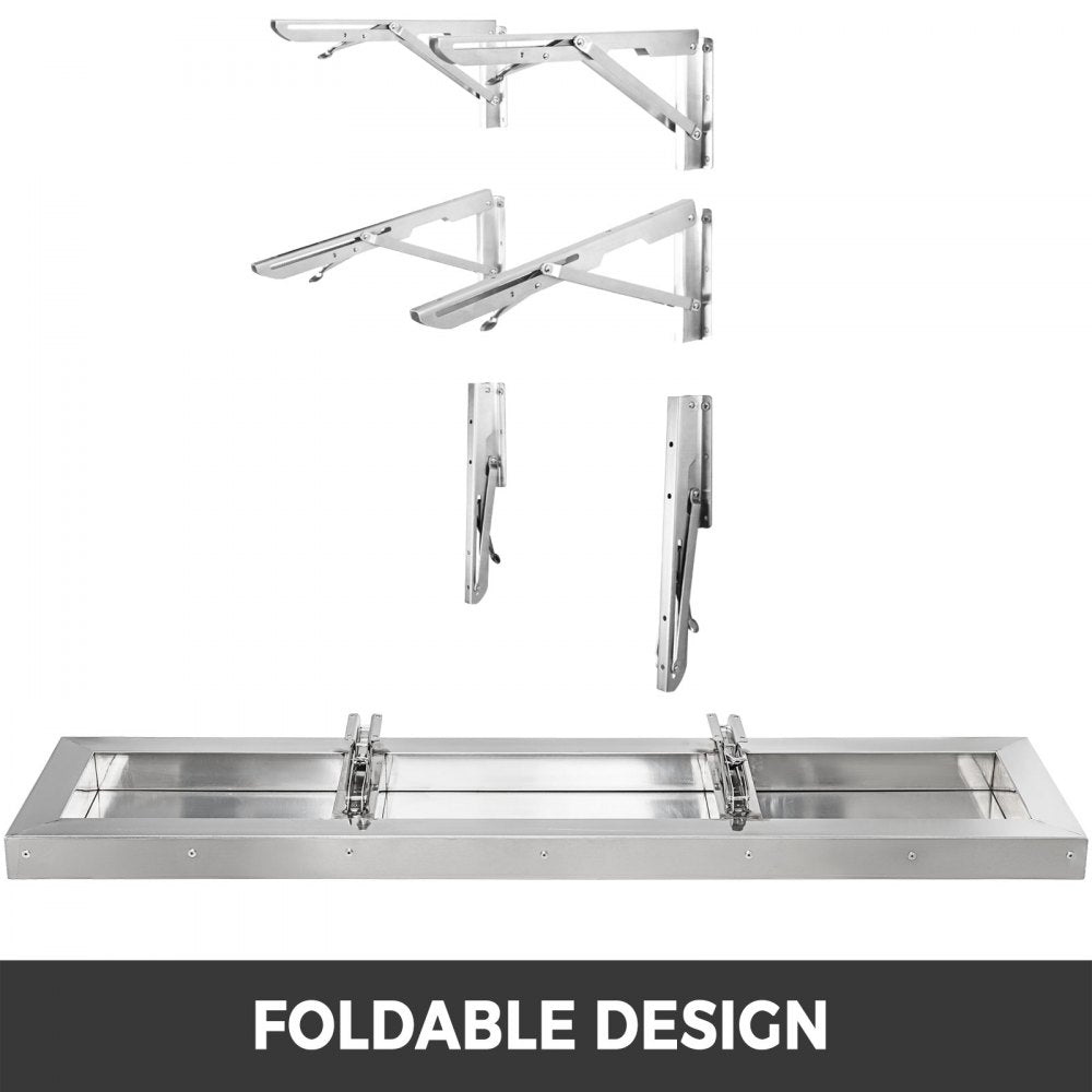 Concession Shelf 48L x 12W Inch Stainless Steel Drop Down Folding Serving Food Shelf Stand Serving for Concession Trailer Serving Window