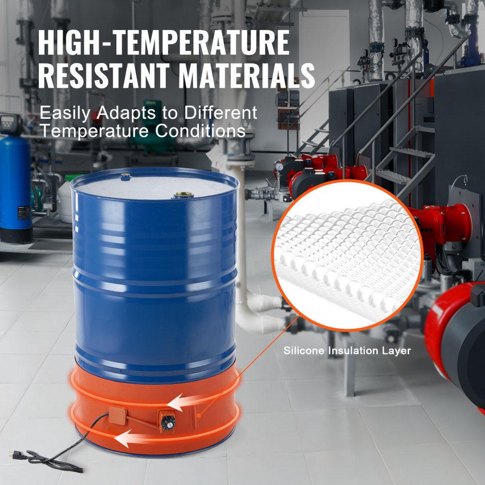 55 Gallon Metal Drum Heater 1200 Watt 10 inch Width, 86-302℉ Adjustable