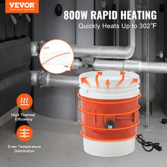 5 Gallon Metal Drum Heater 800 Watt 7.75 inch Width86-302℉ Adjustable