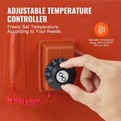 5 Gallon Metal Drum Heater 800 Watt 7.75 inch Width86-302℉ Adjustable