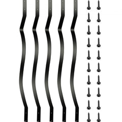 Black iron deck balusters in a 51-pack, each 32.25 inches long with a curved wave design.