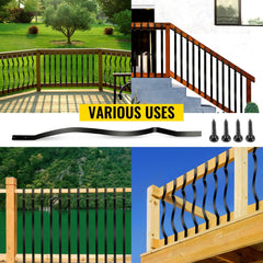 Bostome 51-pack of 32.25-inch black iron deck balusters with a modern curved wave design.