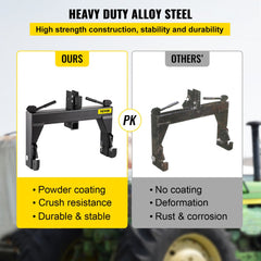 3-Point Quick Hitch, 3000 LBS Lifting Capacity Tractor Quick Hitch, 28.31" Between Lower Arms Attachments Quick Hitch, No Welding & 5 Level Adjustable Bolt, Adaptation to Category 1 & 2 Tractors