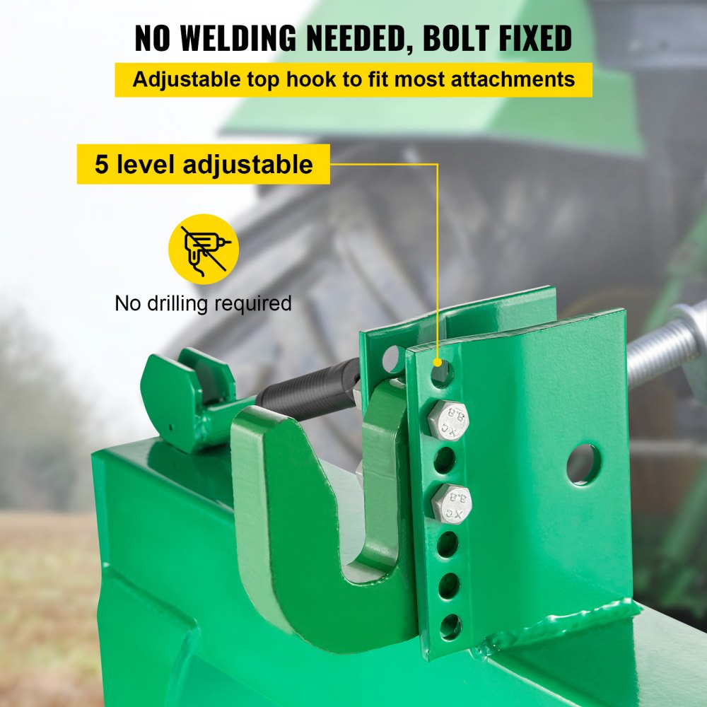 3-Point Quick Hitch, 3000 LBS Lifting Capacity Tractor Quick Hitch, 28.31" Between Lower Arms Attachments Quick Hitch, No Welding & 5 Level Adjustable Bolt, Adaptation to Category 1 & 2 Tractors