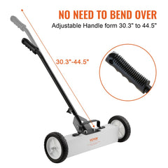 45Lbs Rolling Magnetic Sweeper with Wheels, Push-Type Magnetic Pick Up Sweeper, 18-inch Large Magnet Pickup Lawn Sweeper,  Magnet with Telescoping Handle, Easy Cleanup of Workshop Garage Yard