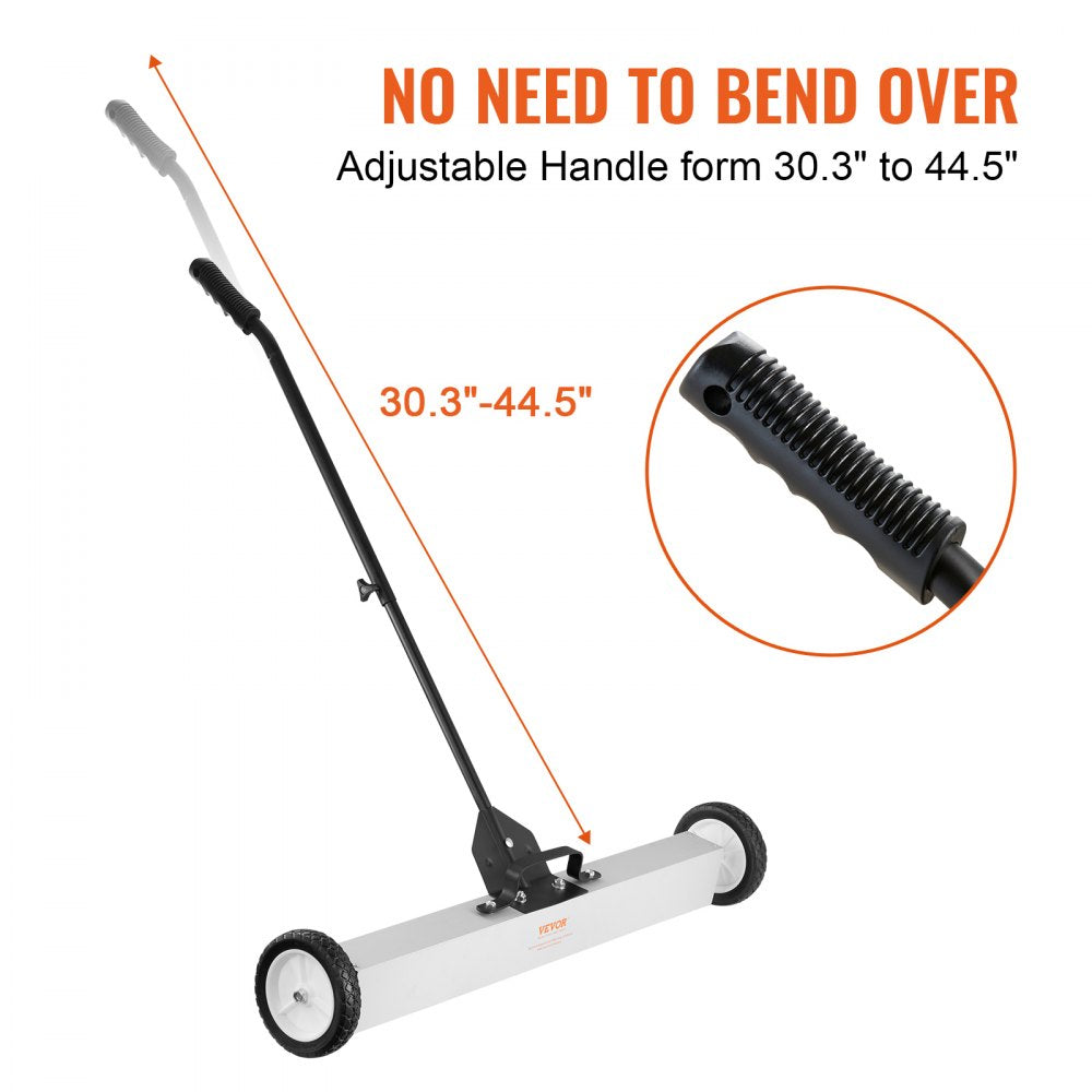 55Lbs Rolling Magnetic Sweeper with Wheels,Push-Type Magnetic Pick Up Sweeper, 24-inch Large Magnet Pickup Lawn Sweeper with Telescoping Handle, Easy Cleanup of Workshop Garage Yard