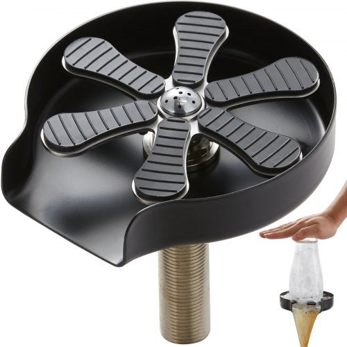 Glass Rinser, 10 Powerful Spraying Jets 360° Rotating Cup Rinser for Sink, 304 Stainless Steel Faucet Cup Washer & Silicone Nonslip Pad for Baby Bottle, Glass Cup, Wine Glass (Matte Black Base)
