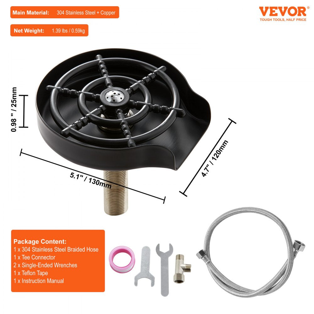 Glass Rinser, 10 Powerful Spraying Jets 360° Rotating Cup Rinser for Sink, 304 Stainless Steel Faucet Cup Washer with ABS Cup Holder for Baby Bottle, Glass Cup, Wine Glass (Matte Black Base)