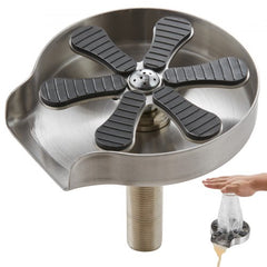 Glass Rinser, 10 Powerful Spraying Jets 360° Rotating Cup Rinser for Sink, 304 Stainless Steel Faucet Cup Washer with Silicone Nonslip Pad for Baby Bottle, Glass Cup, Wine Glass (Drawing Base)