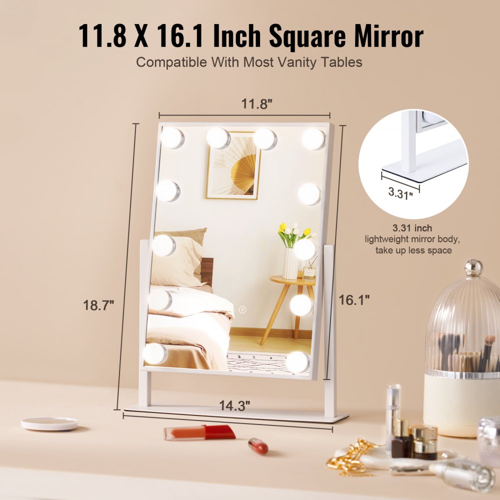 Hollywood Vanity Makeup Mirror With Lights 5X Magnification 16.1x11.8 in