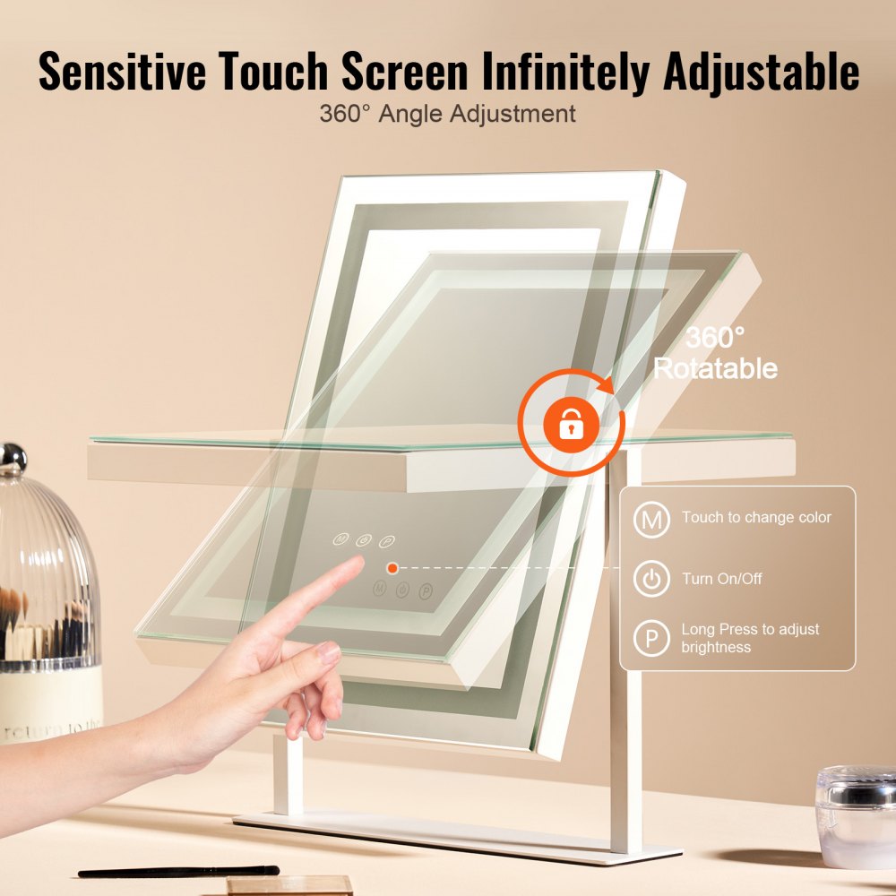 Lighted Makeup Mirror 3 Color Vanity with 5X Magnification 16.1x11.8 in