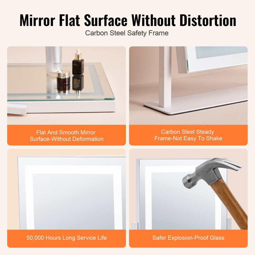 Lighted Makeup Mirror 3 Color Vanity with 5X Magnification 16.1x11.8 in