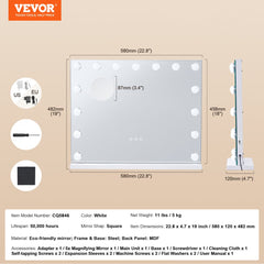 Hollywood Vanity Mirror With Lights w/ USB Desktop Wall-mount 22.8x18.1 in