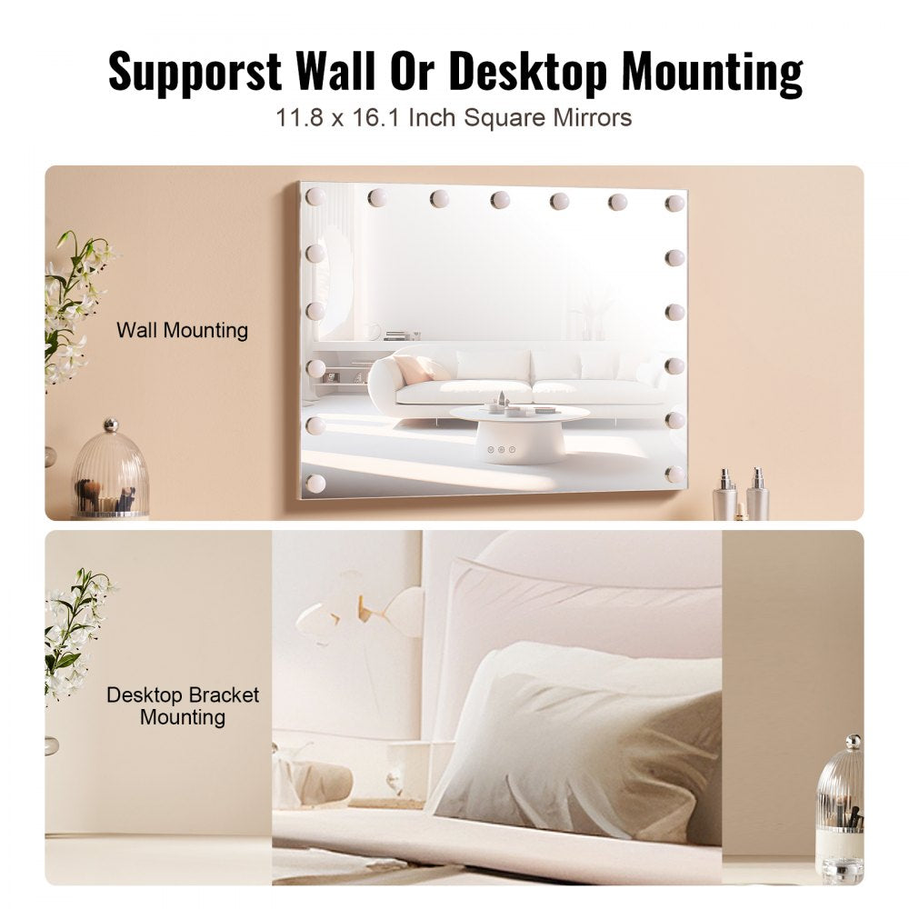 Hollywood Vanity Mirror With Lights w/ USB Type C Desktop Wallmount 23.6in