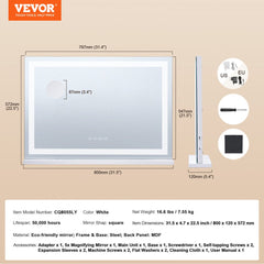 Lighted Makeup Mirror 3 Color w/ Bluetooth USB Desktop Wall-mount 21.7in