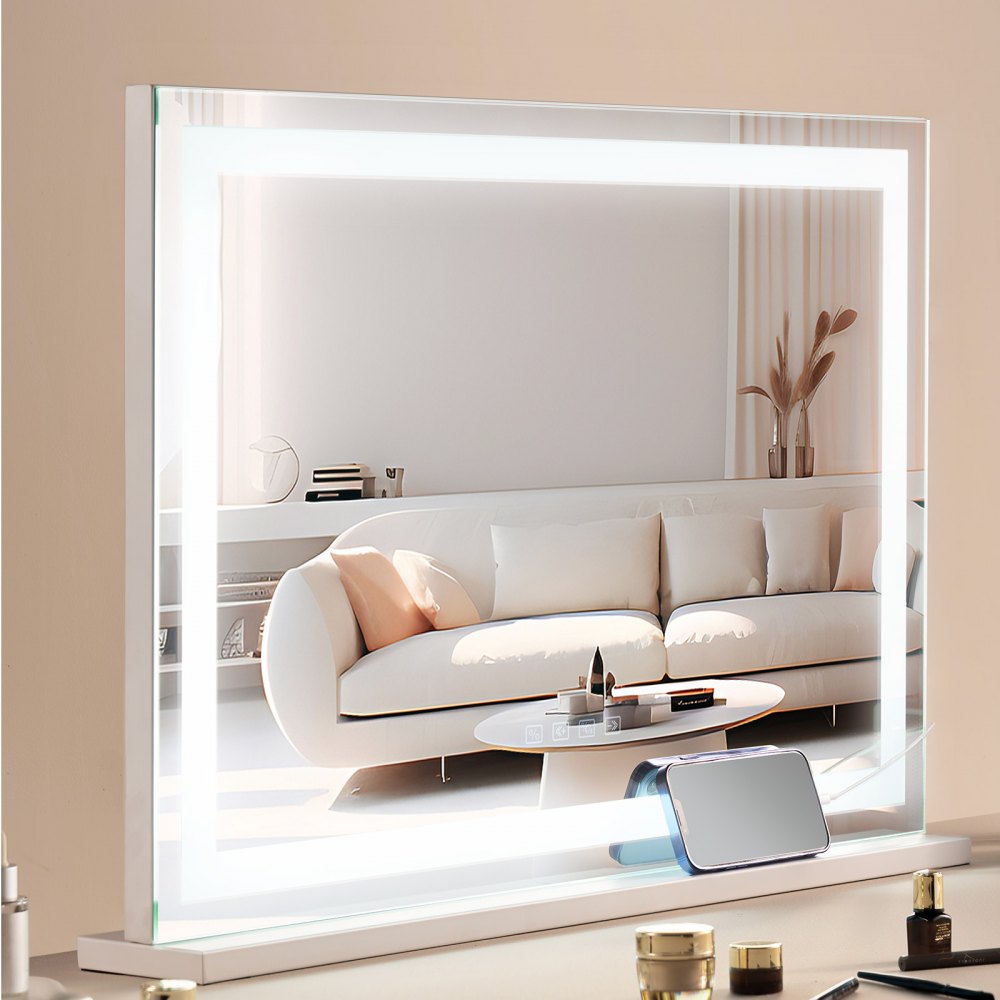 Lighted Makeup Mirror 3 Color w/ Bluetooth USB Desktop Wall-mount 21.7in