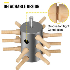Stainless steel chicken plucker drill attachment with 18 wooden fingers and detachable design.