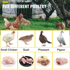 Stainless steel chicken plucker drill attachment with 18 rubber fingers for poultry like chickens, quails, pheasants, and pigeons.