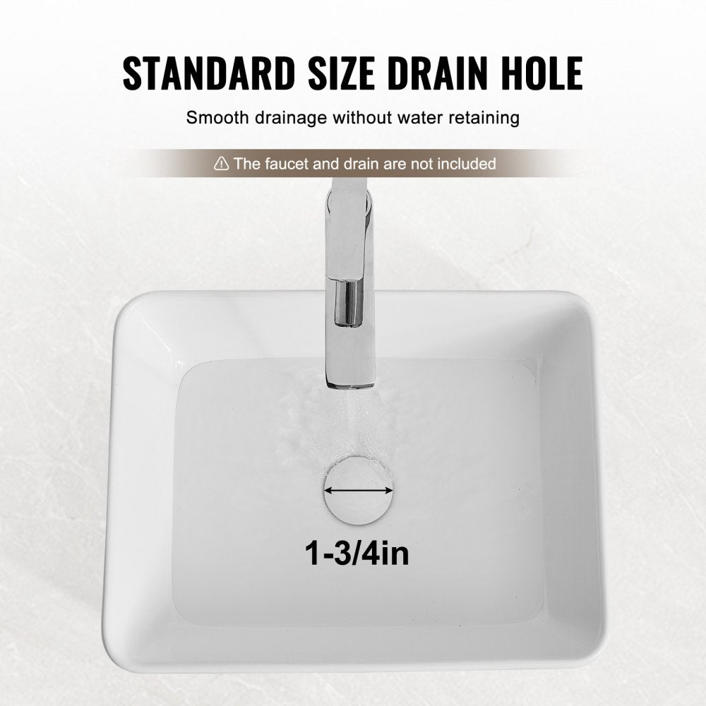 Modern Ceramic Vessel Sink 19"x14.7" Bathroom Vanity Bowl Countertop White