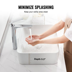Modern Ceramic Vessel Sink 19"x14.7" Bathroom Vanity Bowl Countertop White