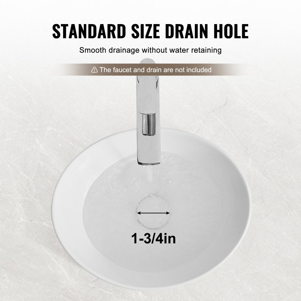 Modern Ceramic Vessel Sink 16"x13.4" Bathroom Vanity Bowl Countertop White