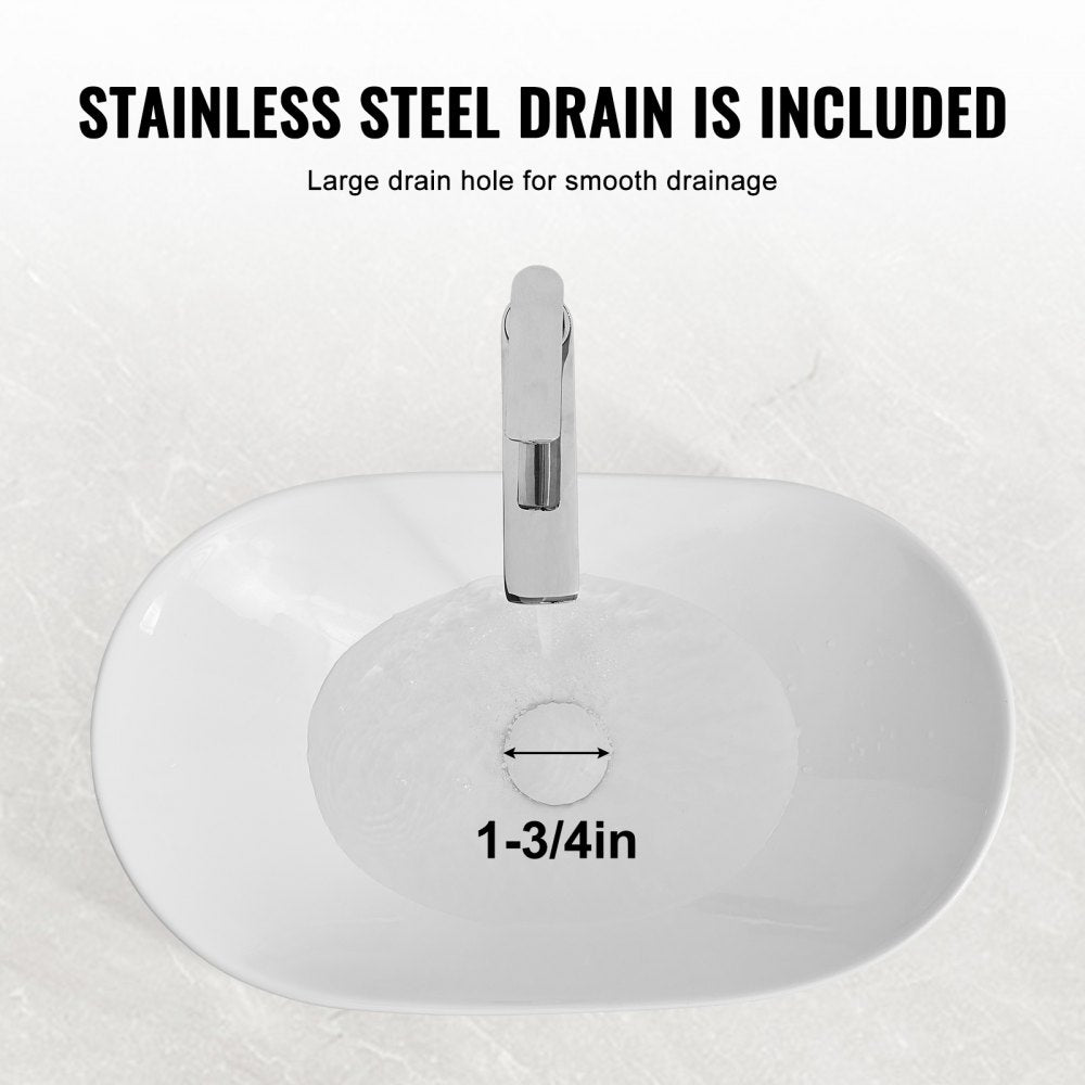 Modern Ceramic Vessel Sink 23.3" x 14.2" Bathroom Vanity Bowl Countertop