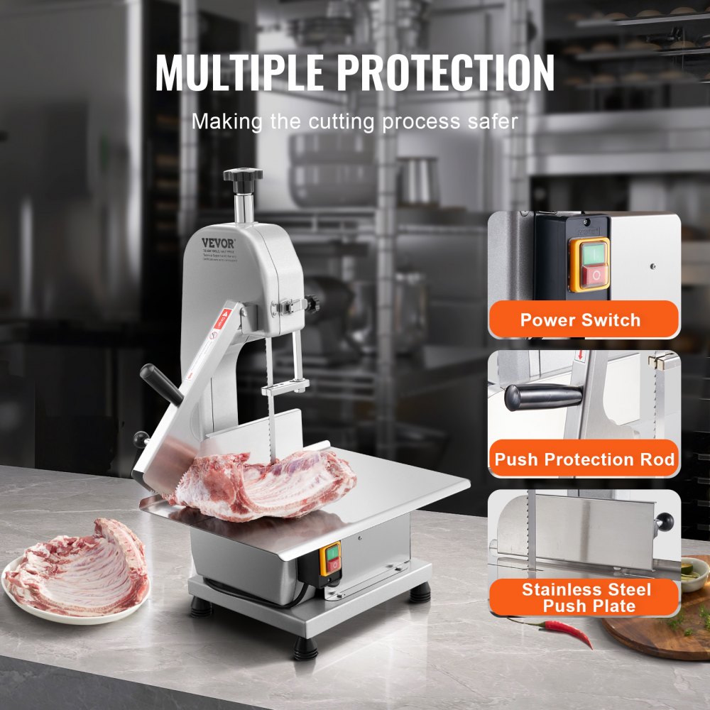 1800W Commercial Electric Meat Bandsaw Stainless Steel Bone Sawing Machine