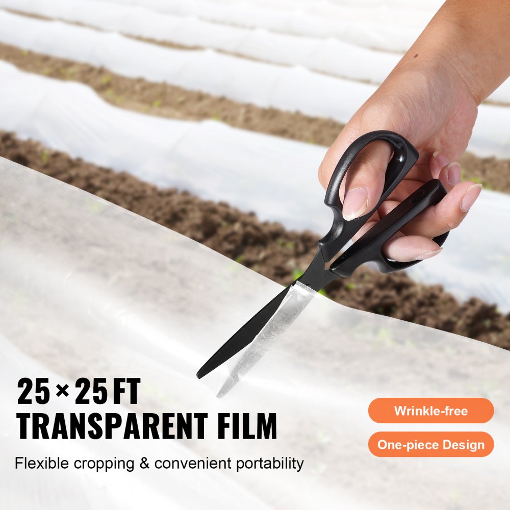 Greenhouse Plastic Sheeting 25 x 25 ft, 6 Mil Thickness Clear Greenhouse Film, Polyethylene Film 4 Year UV Resistant, for Gardening, Farming, Agriculture, Garden