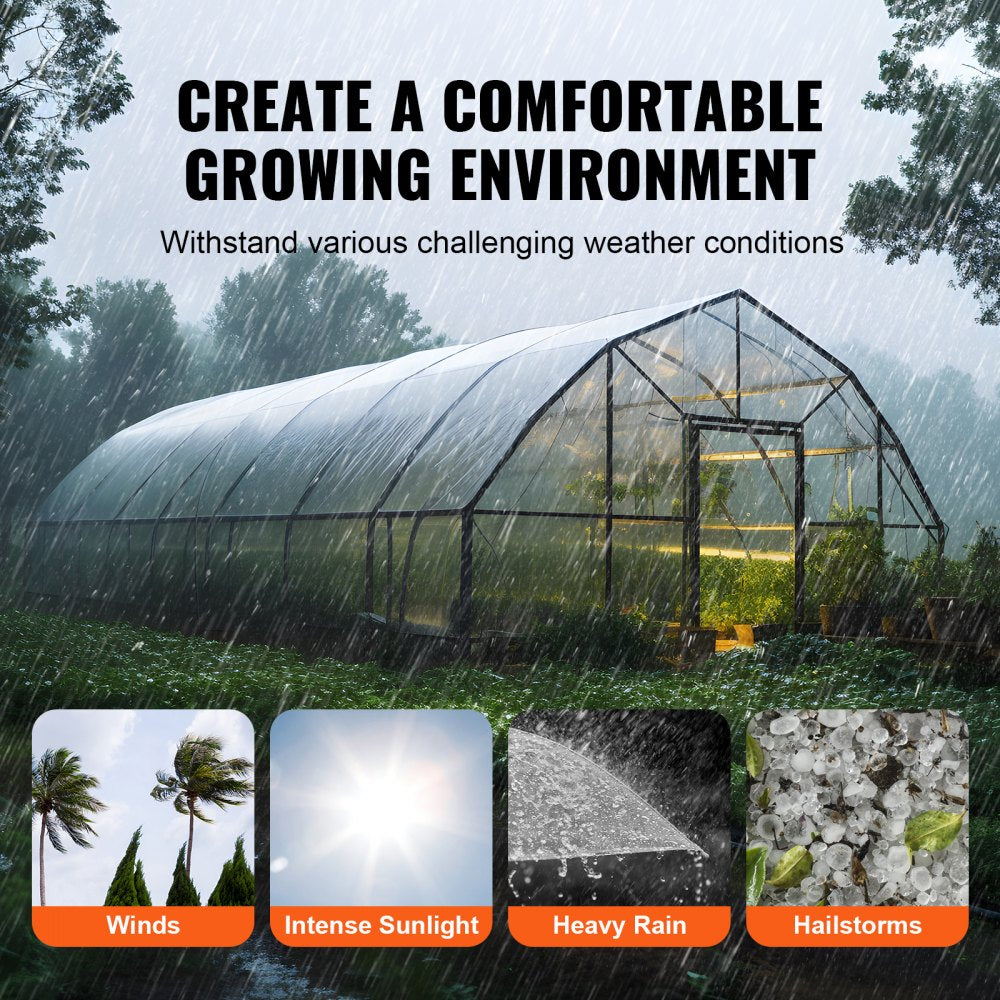 Greenhouse Plastic Sheeting 25 x 25 ft, 6 Mil Thickness Clear Greenhouse Film, Polyethylene Film 4 Year UV Resistant, for Gardening, Farming, Agriculture, Garden