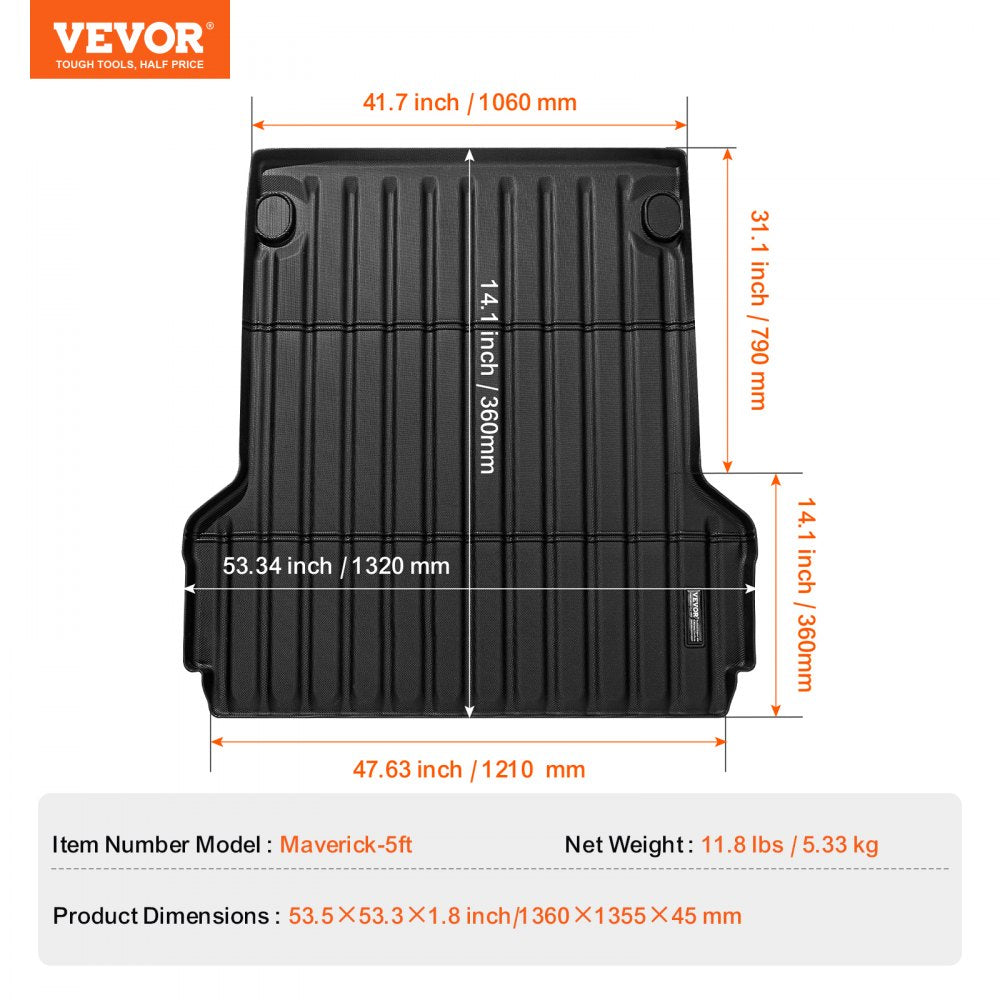 Truck Bed Mat Fit 2022-2024 Ford Maverick TPE Truck Bed Liner Accessories