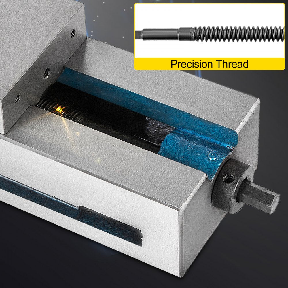 4-inch precision milling vise made of nodular cast iron with precision thread and clamping mechanism.