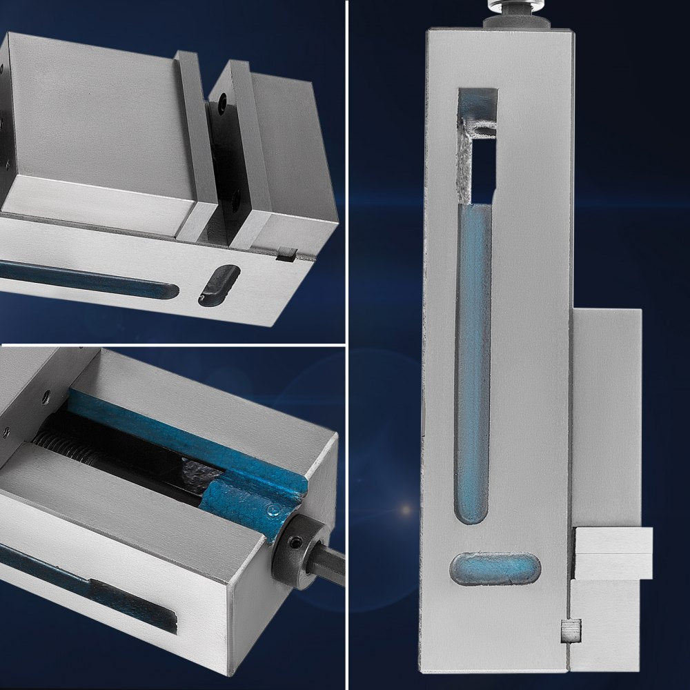 4-inch precision milling vise made of nodular cast iron with 19KN clamping force.